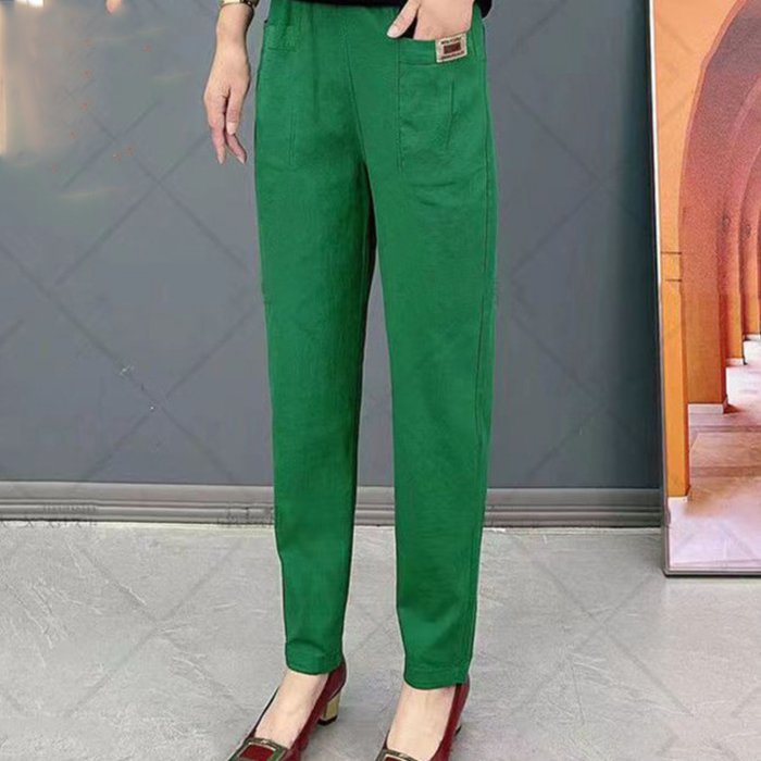 【M-6XL】Pantalones casuales versátiles de color sólido microelásticos de gran tamaño