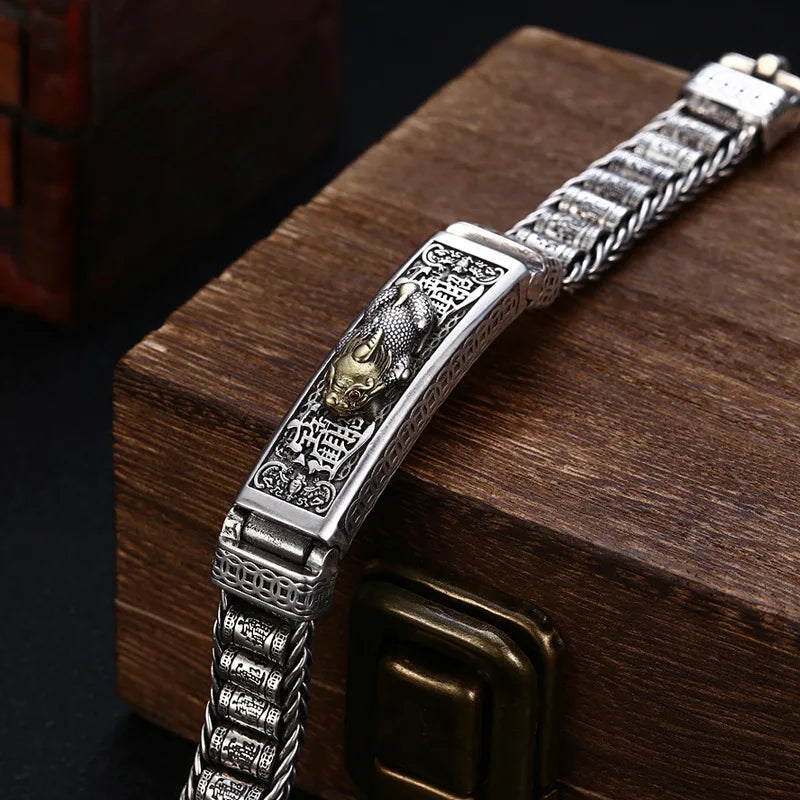 π₯πͺ2024 nueva pulsera de la fortuna Pixiu hecha a mano de Plata de Ley 925