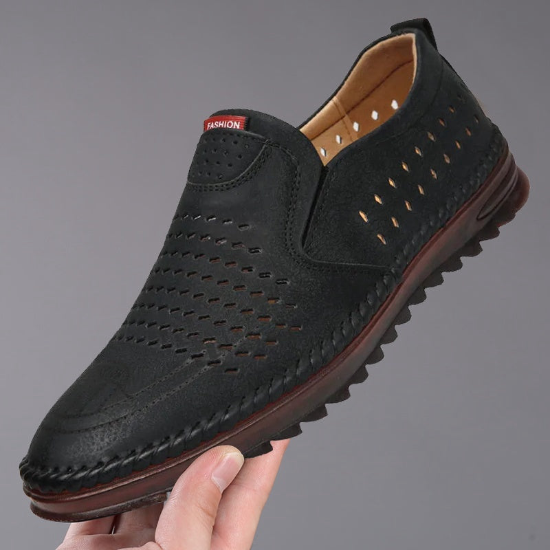 ๐ Zapatos casuales de cuero genuino hechos a mano para exteriores para hombres