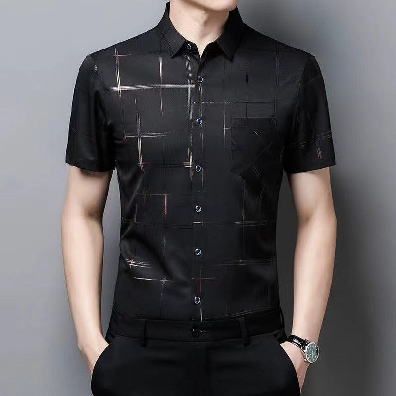 π§π§(M-4XL) Camisa de seda helada de verano para hombre