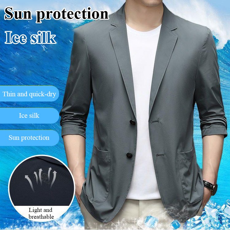【M-5XL】Chaqueta de negocios de verano para hombre, seda helada, transpirable