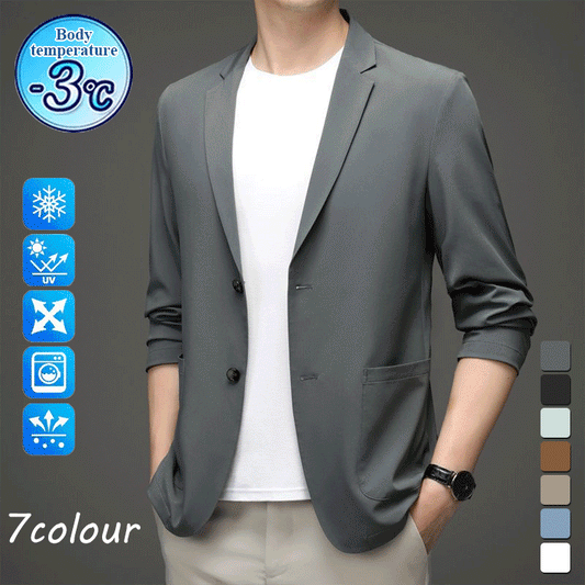 【M-5XL】Chaqueta de negocios de verano para hombre, seda helada, transpirable