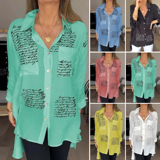 ¡Destaca con Estilo! Camisa de Manga Larga con Estampado de Moda para Mujer
