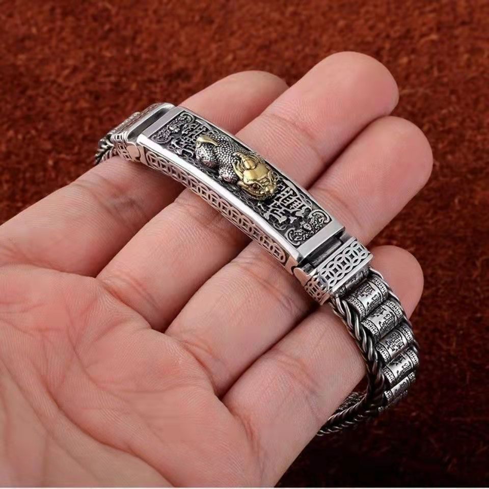 🔥💪2024 nueva pulsera de la fortuna Pixiu hecha a mano de Plata de Ley 925